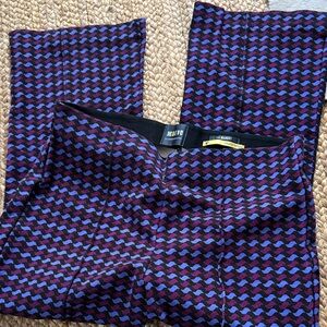 Patterned Purple and Blue Women Pull on Pants by Maeve